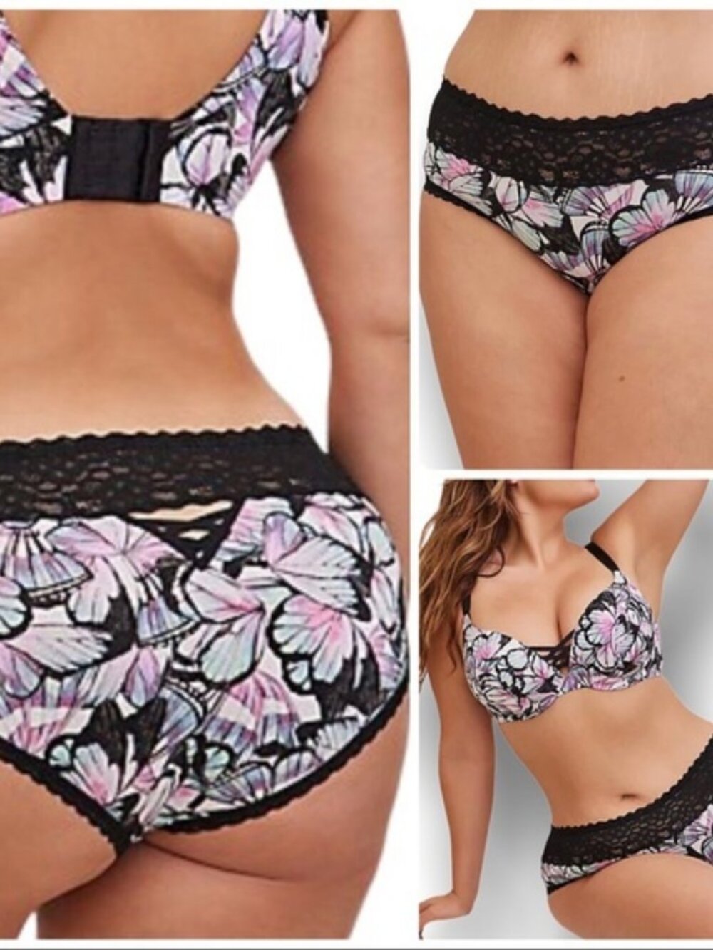 NEW Torrid 2 Panties for $18 Second Skin Lace Trim Hipster Black Butterfly 4X